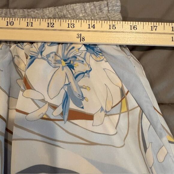 Reiss Yasmine Swirl Print Mini Skirt in Blue / Gray Drawstring Waist Size 10 - Picture 11 of 13